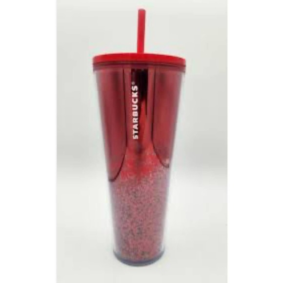 NWT Starbucks 24oz. Red Holiday Tumbler Cascading Glitter 2019 - Picture 6 of 6